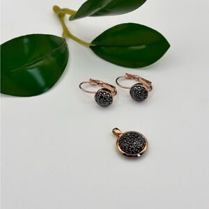 Elegant Black and Rose Gold Jewelry Set